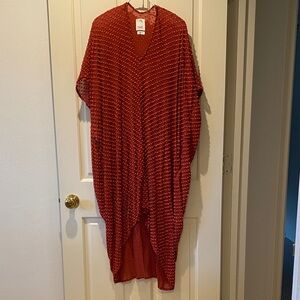 Red Textured V-Neck Women’s Dress
